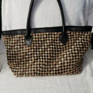 Roberto Pancani Firenze Handwoven Leather Tote Haircalf Mutton Made in Italy